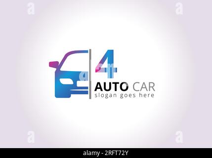 Letter 4 Car Logo Design Template Inspiration, Vector Illustration, Vehicle Logo, Automotive Logo Stock Vector