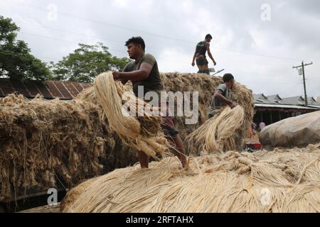 The jute industry  Historically and culturally important industry in Bangladesh. Jute one of the country's biggest industries and major export item. Stock Photo