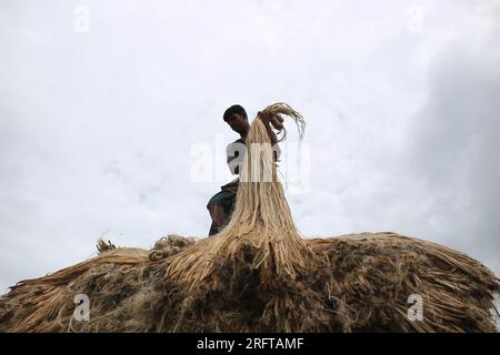 The jute industry  Historically and culturally important industry in Bangladesh. Jute one of the country's biggest industries and major export item. Stock Photo