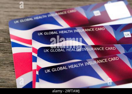 UK Global Health Insurance Card GHIC. The Insurance card which let you get state healthcare in Europe at a reduced cost or for free. Stafford, United Stock Photo