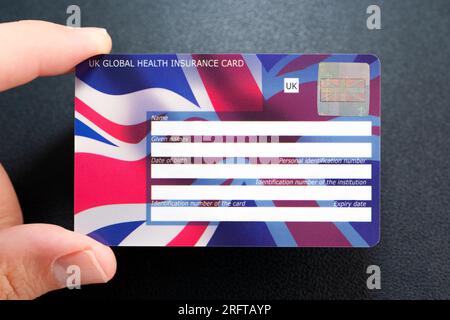 UK Global Health Insurance Card GHIC. The Insurance card which let you get state healthcare in Europe at a reduced cost or for free. Stafford, United Stock Photo