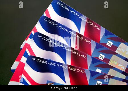 UK Global Health Insurance Card GHIC. The Insurance card which let you get state healthcare in Europe at a reduced cost or for free. Stafford, United Stock Photo