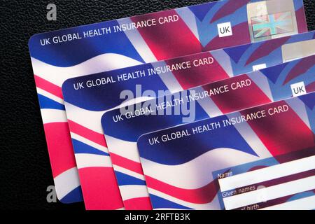 UK Global Health Insurance Card GHIC. The Insurance card which let you get state healthcare in Europe at a reduced cost or for free. Stafford, United Stock Photo