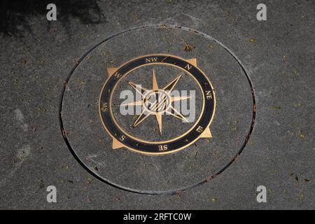 compass rose in the pavement sidewalk at junction of state street and ...