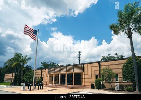 City Hall Winter Springs Florida American Flag Stock Photo