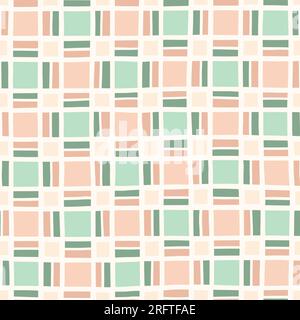 Hand-Drawn Retro Geometric Checks Vector Seamless Pattern Stock Vector