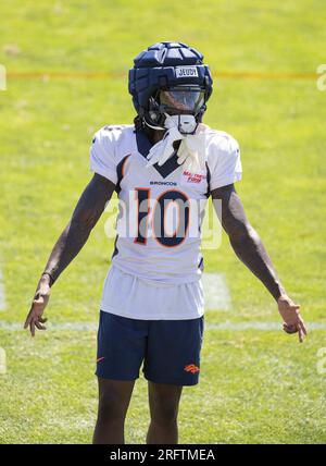 Englewood, Colorado, USA. 4th Aug, 2023. Broncos QB RUSSELL stretches on  the field during Broncos Training Camp Saturday morning at Centura Health  Training Center. (Credit Image: © Hector Acevedo/ZUMA Press Wire) EDITORIAL