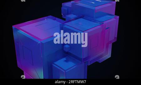 Glass digital cubes. Computer generated 3d render Stock Photo