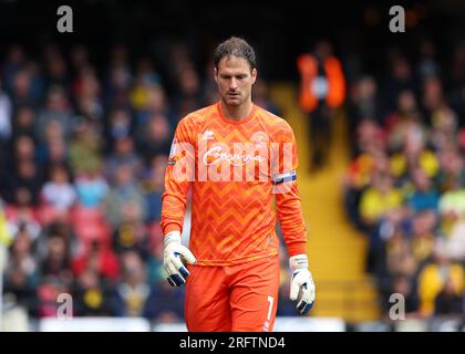 5th August 2023: Vicarage Road, Watford, Hertfordshire, England; EFL Championship Football, Watford versus Queens Park Rangers; Goalkeeper Asmir Begovic of Queens Park Rangers Credit: Action Plus Sports Images/Alamy Live News Stock Photo