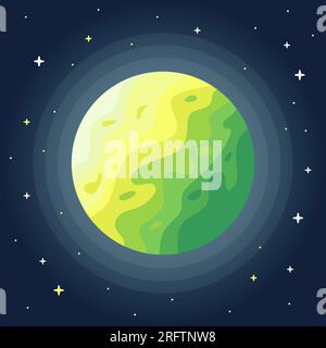 green habitable planet in lifeless space. flat vector illustration Stock Vector