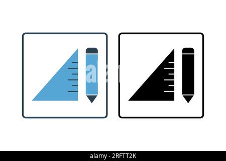 ruler and pen icon. Icon related to stationery. solid icon style. Simple vector design editable Stock Vector