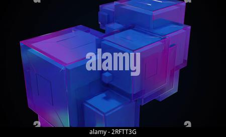 Glass digital cubes. Computer generated 3d render Stock Photo