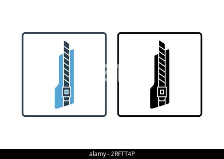 cutter knife icon. Icon related to stationery. solid icon style. Simple vector design editable Stock Vector