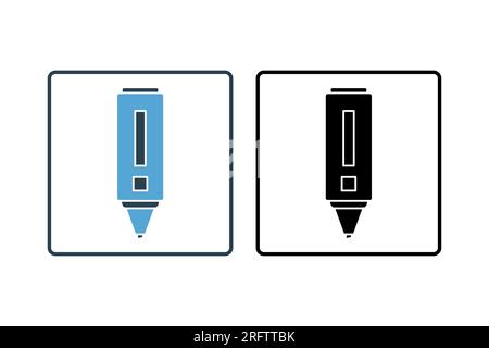 marker icon. Icon related to stationery. solid icon style. Simple vector design editable Stock Vector