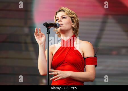 maggie rogers snl red dress Maggie Rogers performs on day three of the Lollapalooza Music Festival on  Saturday, Aug. 5, 2023, at Grant Park in Chicago. (Photo by Amy  Harris/Invision/AP Stock Photo