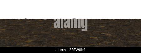 3d illustration of ground surface texture with dry leaves, wet soil material perspective view Stock Photo