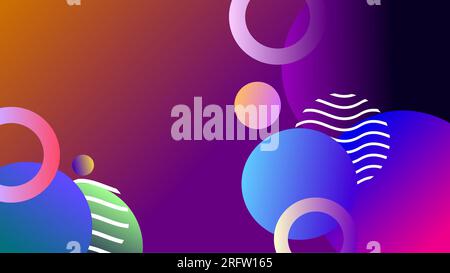Colorful artistic circles gradient twilight geometric background Stock Vector