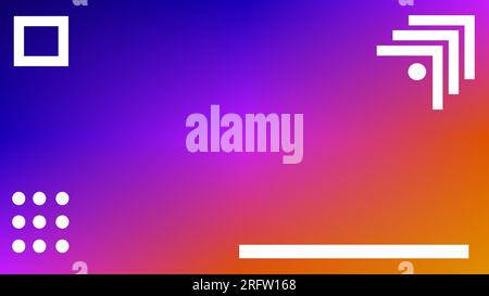 Colorful sunset and twilight gradient colors with white geometric shapes background Stock Vector