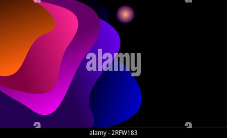 Irregular artistic twilight gradient shapes over dark night background Stock Vector