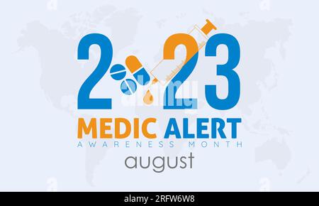 2023 Concept Medic Alert awareness month vector design illustration. Medical prevention concept for alertness, first aid or medical emergency Stock Vector