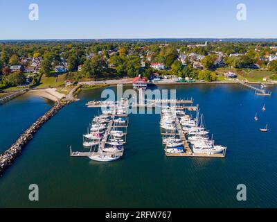 Edgewood Yacht Club aerial view from Providence River near river mouth ...