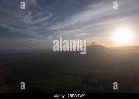 Hiking in Masaya national park Nicaragua theme aerial drone view Stock Photo