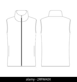 Template women fleece vest vector illustration flat design outline clothing collection outerwear Stock Vector