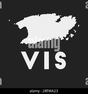 Vis icon. Island map on dark background. Stylish Vis map with island name. Vector illustration. Stock Vector