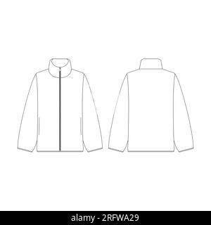 Template women fleece zipped jacket vector illustration flat design outline clothing collection outerwear Stock Vector