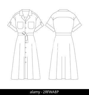 Template safari dress vector illustration flat design outline clothing collection Stock Vector