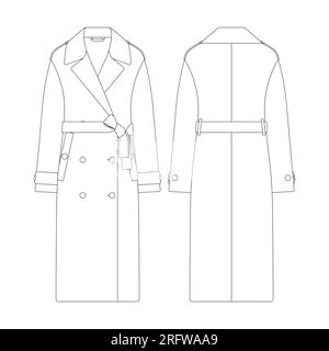 Flat Fashion Sketches: Coat Template 025 - Designers Nexus