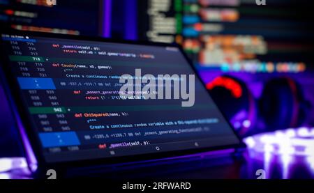 Software Programming Work Time. Program development concept. IT technology background. Stock Photo