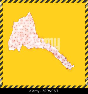 Eritrea closed - virus danger sign. Lock down country icon. Black striped border around map with virus spread concept. Vector illustration. Stock Vector