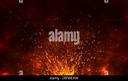 Red Particles Rising If Burning orange sparks rise from fire ,Fire Particles on red gradient ...