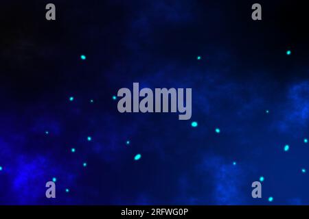 Abstract blue glowing particle burning in outer space background. 3D ...