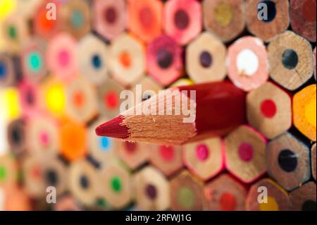 Colored pencils are indispensable educational and game tools for children and students, as well as writing, drawing and educational materials used by Stock Photo