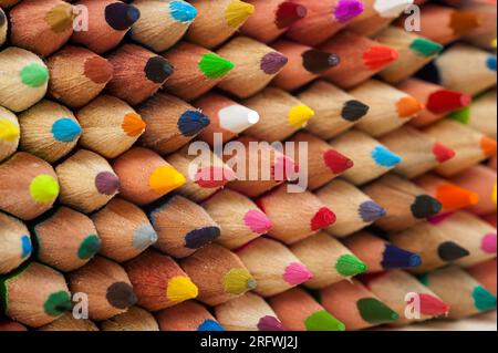 Colored pencils are indispensable educational and game tools for children and students, as well as writing, drawing and educational materials used by Stock Photo