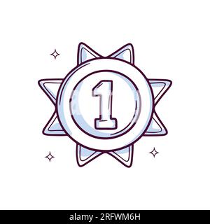 Hand Drawn medal icon. winner medal. Doodle sketch Vector Illustration Stock Vector