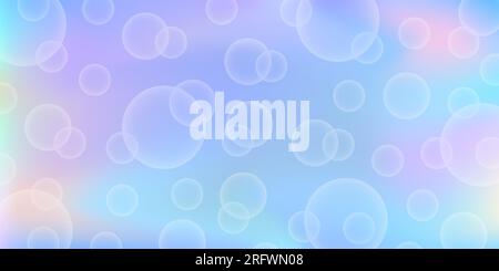 Summer theme blurred background with abstract color gradient and bubbles. Multicolored mesh Stock Vector
