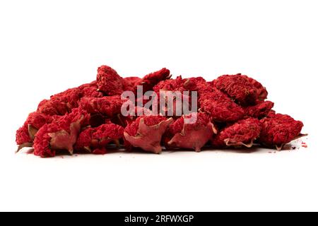 Dried pomegranate flower isolated on a white background. Top view. Stock Photo