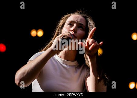 Skanderborg, Denmark. 05th Aug, 2023. The Norwegian singer and songwriter Sigrid performs a live concert during the Danish music festival SmukFest 2023 in Skanderborg. (Photo Credit: Gonzales Photo/Alamy Live News Stock Photo