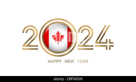 Happy New Year 2024 Canada Flag Stock Photo