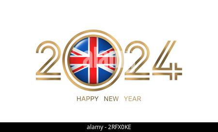 Happy New Year 2024 United Kingdom (UK flag) British Flag Stock Photo -  Alamy