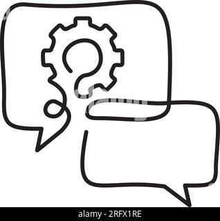 Gear chat one line, chat bubble gear one line. Simple one line vector icon Stock Vector
