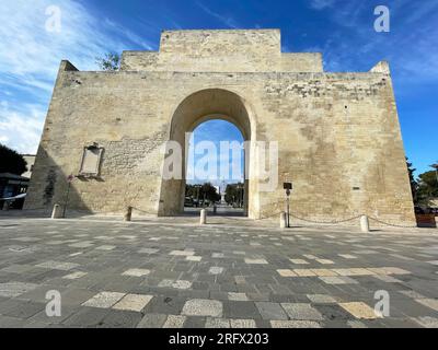 Lecce, Italy. The historical Porta Napoli, b. 1548, as part of the fortifications around the city. Stock Photo