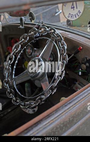 chain link steering wheel wheels chainlink custom car cars customized customised Stock Photo