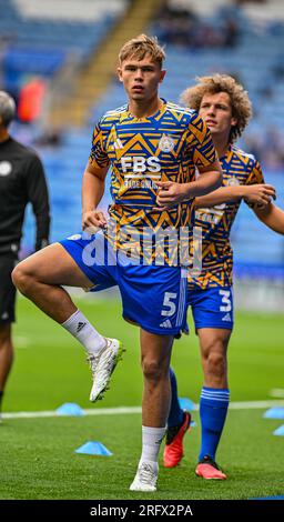 King Power Stadium, Leicester, UK. 6th Aug, 2023. EFL Championship Football, Leicester City versus Coventry City; Callum Doyle of Leicester during the pre-match warm-up Credit: Action Plus Sports/Alamy Live News Stock Photo
