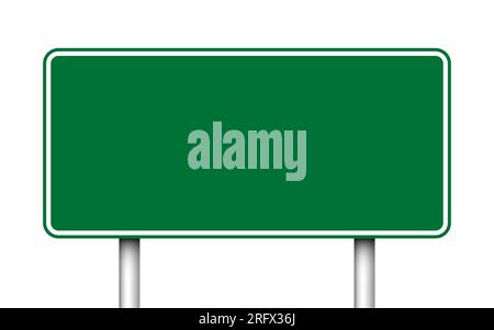 Blank Green Freeway Sign Isolated on White . Vector illustration Stock Vector
