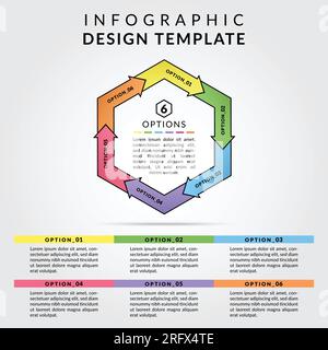6 options infographic vector design with colorful concept for marketing. Business infographics design template. Vector and illustration. Stock Vector