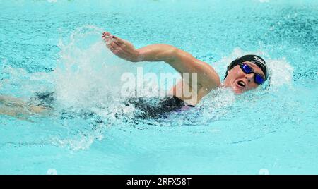 Great Britain's Suzanna Hext in the Women's 100m Freestyle S5 heats during day seven of the 2023 Para Swimming World Championships at the Manchester Aquatics Centre, Manchester. Picture date: Sunday August 6, 2023. Stock Photo